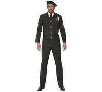 Male Wartime Officer Suit & Beret Navy Army Occupation Fancy Dress Costume