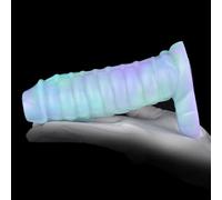 Male Wearable Extended Realistic Penis Sleeve Luminous Silicone Thick Dildo Adult Sex G-spot Dildos Penis Enlargement Toys