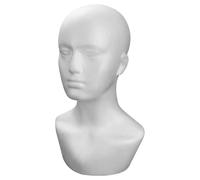 Male Wig Display Model - White Plasticc Form, Sturdy Structure, Portable Holder, Decorative Art Studio Props | Manikin Head for Headphones, Hair Extensions, Boutique Showcase, Cosmetology Training