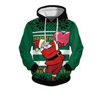 Male Winter Christmas Hooded Long Sleeve Sweatshirt Humorous Design All-Over Print Practical Pockets Ideal for Cold Days Festive Occasions, pink, S