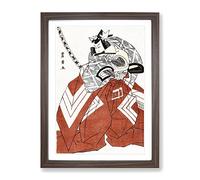 Male With A Samurai Sword By Utagawa Toyokuni Asian Japanese Framed Wall Art Print, Ready to Hang Picture for Living Room Bedroom Home Office Décor, Walnut A4 (34 x 25 cm)