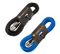 Male XLR to 6.35mm Stereo TRS Jack Lead Audio Cable 2 Pack 10m Black/Blue | 2 x Noiseless OFC Balanced Signal, Audio, Speaker, Patch Cable / 4 Colours