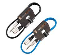 Male XLR to 6.35mm Stereo TRS Jack Lead Audio Cable 2 Pack 1m Black/Blue