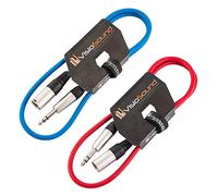 Male XLR to 6.35mm Stereo TRS Jack Lead Audio Cable 2 Pack 1m Blue/Red