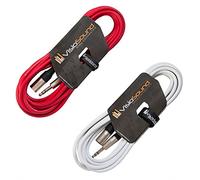 Male XLR to 6.35mm Stereo TRS Jack Lead Audio Cable 2 Pack 6m Red/White | 2 x Noiseless OFC Balanced Signal, Audio, Speaker, Patch Cable / 4 Colours