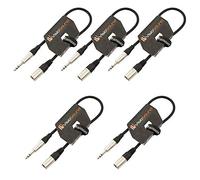 Male XLR to 6.35mm Stereo TRS Jack Lead Audio Cable 5 Pack (Black, 0.5m) | 5 x Noiseless OFC Balanced Signal, Audio, Speaker, Patch Cable / 8 Colours