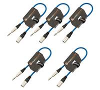 Male XLR to 6.35mm Stereo TRS Jack Lead Audio Cable 5 Pack (Blue, 0.5m) | 5 x Noiseless OFC Balanced Signal, Audio, Speaker, Patch Cable / 8 Colours