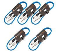Male XLR to 6.35mm Stereo TRS Jack Lead Audio Cable 5 Pack (Blue, 1m) | 5 x Noiseless OFC Balanced Signal, Audio, Speaker, Patch Cable / 8 Colours
