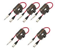 Male XLR to 6.35mm Stereo TRS Jack Lead Audio Cable 5 Pack (Red, 0.5m) | 5 x Noiseless OFC Balanced Signal, Audio, Speaker, Patch Cable / 8 Colours