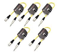 Male XLR to 6.35mm Stereo TRS Jack Lead Audio Cable 5 Pack (Yellow, 0.5m) | 5 x Noiseless OFC Balanced Signal, Audio, Speaker, Patch Cable / 8 Colours