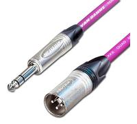 Male XLR to ¼ TRS Jack Lead. Balanced STAR QUAD Mic Cable. Short 10m 6m 3m 20m (30m, Purple)