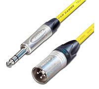 Male XLR to ¼ TRS Jack Lead. Balanced STAR QUAD Mic Cable. Short 10m 6m 3m 20m (30m, Yellow)