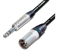 Male XLR to ¼ TRS Jack Lead. Balanced Van Damme Mic Cable. Short 10m 6m 3m 20m (2m, Black)