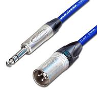 Male XLR to ¼ TRS Jack Lead. Balanced Van Damme Mic Cable. Short 10m 6m 3m 20m (30m, Blue)
