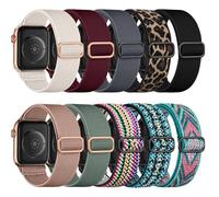 Maledan 10 Pack Elastic Nylon Strap Compatible with Apple Watch Straps 44mm 45mm 46mm 49mm 42mm Women Men - Stretchy Nylon Sport Loop Band for iWatch Series 11 10 9 8 7 6 5 4 3 2 1 SE3 Ultra, Set A