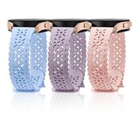 Maledan 3 Pack Lace Pattern Strap Compatible with Samsung Galaxy Watch 7 6 5 4 Strap 40mm 44mm, 20mm Cut-out Silicone Sport Band for Galaxy Watch 6 4 Classic/Watch 5 Pro/Watch 3 41mm/Active 2/FE