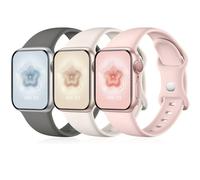 Maledan 3 Pack Straps Compatible with Apple Watch Strap 42mm 44mm 45mm 49mm, Soft Silicone Replacement Band for iWatch Series 9 8 7 6 5 4 3 SE, 42mm/44mm/45mm/49mm, PearlPink/Clay/Starlight