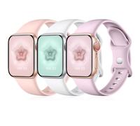 Maledan 3 Pack Straps Compatible with Apple Watch Straps 38mm 40mm 41mm 42mm for Women Men, Soft Silicone Replacement Band for iWatch Series 11 10 9 8 7 6 5 4 3 2 1 SE/SE3, Pink/White/Lavender
