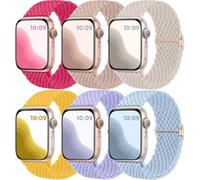 Maledan 6 Pack Braided Solo Loop Compatible with Apple Watch Straps 44mm 45mm 42mm 46mm 49mm Women Men, Adjustable Nylon Stretchy Elastic Sport Band for iWatch SE Series 11 10 9 8 7 6 5 4 3 2 1 Ultra