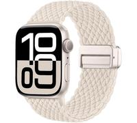 Maledan Braided Strap Compatible with Apple Watch Strap 44mm 45mm 46mm 49mm 42mm - Series 3 2 1, Nylon Stretchy Magnetic Sport Band for iWatch Strap Series 11 10 9 8 7 6 5 4 3 2 1 SE Ultra,StarLight-N