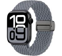 Maledan Braided Strap Compatible with Apple Watch Strap 44mm 45mm 46mm 49mm 42mm - Series 3 2 1, Nylon Stretchy Magnetic Sport Band for iWatch Strap Series 11 10 9 8 7 6 5 4 3 2 1 SE Ultra, Grey
