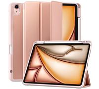 Maledan Case for iPad Air 11 Inch 2024 M2/ 2025 M3, iPad Air 5th 4th Generation Cover(10.9 Inch 2022/2020) with Pencil Holder, Flexible TPU Back Support Pencil Charging, Auto Sleep/Wake, Rose Pink