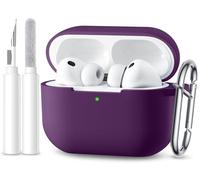 Maledan Compatible with AirPods Pro 3 Case - Soft Silicone Protective Shockproof Waterproof Cover for Apple AirPods Pro 3rd Generation Case 2025 with Cleaner Kit & KeyChain [LED Visible],Purple