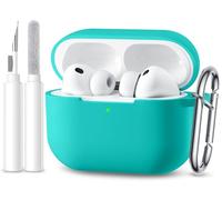 Maledan Compatible with AirPods Pro 3 Case - Soft Silicone Protective Shockproof Waterproof Cover for Apple AirPods Pro 3rd Generation Case 2025 with Cleaner Kit & KeyChain [LED Visible],Teal