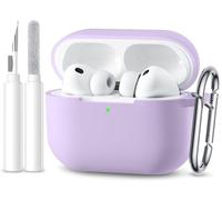 Maledan Compatible with AirPods Pro 3 Case - Soft Silicone Protective Shockproof Waterproof Cover for Apple AirPods Pro 3rd Generation Case 2025 with Cleaner Kit & KeyChain [LED Visible],Lavender
