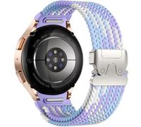 Maledan One Click Braided Strap Compatible with Samsung Galaxy Watch 7 6 5 4 Strap 40mm 44mm, Nylon Sport Loop Band for Galaxy Watch 6 4 Classic 47mm 43mm 46mm 42mm/5 Pro 45mm/FE, Violet/Blue/White