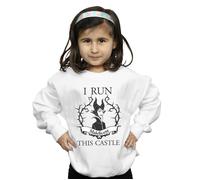 Maleficent Girl's I Run This Castle Cotton Sweatshirt in White | Size: 12-13 Years Maleficent White 12-13 Years