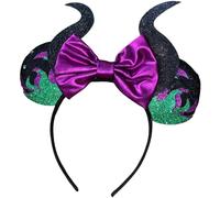 Maleficent Horned Headband Purple Sequin Halloween Party Wear One Size