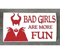 Maleficent Vinyl Sticker Bad Girls are More Fun - Fun Disney Inspired Villain Decal for Car, Wall, Mirror (Med - 14cm x 25cm, Red)