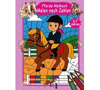 Malen nach Zahlen Pferde Malbuch für Kinder ab 5-7 Jahren: Mit 50 Ausmalbildern und praktischer Farbschablone zum einfachen Lernen von Farben und Zahlen für Vorschulkinder und Erstklässler.
