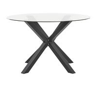 Beliani Garden Dining Table Maletto 120/120cm Glass Black, Black