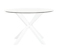 Beliani Garden Dining Table Maletto 120 Cm 120 Cm Glass White