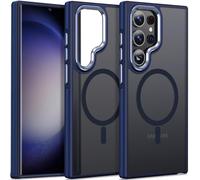 MALEWOLF Magnetic for Samsung Galaxy S23 Ultra Case, Anti-Slip Phone Cover Compatible with Magsafe, Silky Matte Translucent Back, Shockproof Slim Case for Galaxy S23 Ultra 5G, DarkBlue