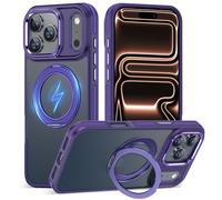 MALEWOLF Stand Ring for iPhone 17 Case Compatible with MagSafe, 360° Adjustable Stand for Non-Slip Translucent Matte Cover, Drop Protection Magnetic Case (Dark Purple, for iPhone 17 Pro)