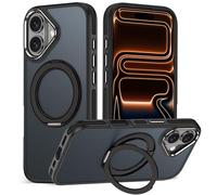 MALEWOLF Stand Ring for iPhone 17 Case Compatible with MagSafe, 360° Adjustable Stand for Non-Slip Translucent Matte Cover, Drop Protection Magnetic Case (Black, for iPhone 17)