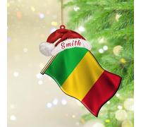 Mali Hanging Ornaments Country Flag Patriotic Christmas Tree Ornament Keepsake Global World Flag Travel Trip Acrylic Christmas Bauble for Holiday Decoration