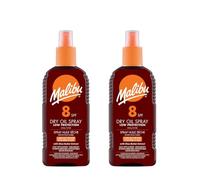Malibbu Dry Oil Spray Spf 8 - Pack of 2 x 200ml - This Vitamin Enriched Dry Oil Provides Low Protection From The Sun And Is Very Easy To Apply