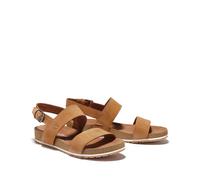 Malibu 2 Band Sandals with Wedge Heel in Leather Brown