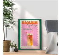 Malibu Bay Breeze - Vintage Cocktail Print, Home Bar Art Display - Retro Bar Decor for Home, Kitchen, Lounge - Ideal Poster for Cocktail Lovers, A4 A3 Home Decoration Wall Art Deco (A4 Print only)