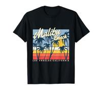 Malibu Beach California Aesthetic Palm Trees Sunset Retro T-Shirt