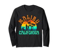 Malibu Beach California Surf Surfer Retro Sunset Girls Long Sleeve T-Shirt
