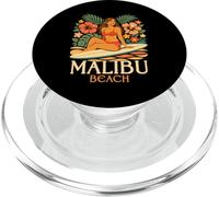 Malibu Beach Girl Surfer Hibiscus Floral Summer Surfing PopSockets PopGrip for MagSafe