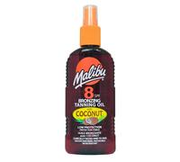 Malibu Sun SPF 8 Bronzing Tanning Oil Spray with Coconut Oil, Hydrating Body Tanning Oil for Natural Golden Tan, Water Resistant, 200ml