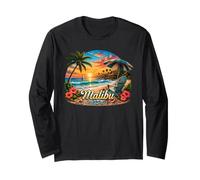 Malibu California Beach Summer Vacation Tropical Sunset Long Sleeve T-Shirt