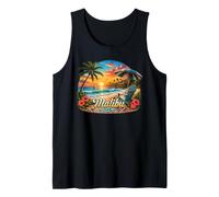 Malibu California Beach Summer Vacation Tropical Sunset Tank Top
