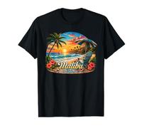 Malibu California Beach Summer Vacation Tropical Sunset Value Graphic T-Shirt